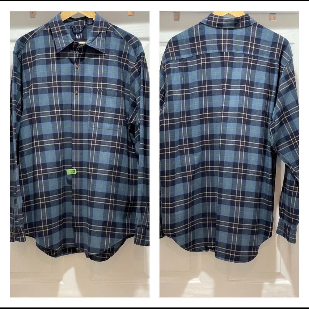 GAP Cotton Flannel Mens Button Down Shirt, Large